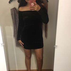 Black VELVET off the shoulder dress